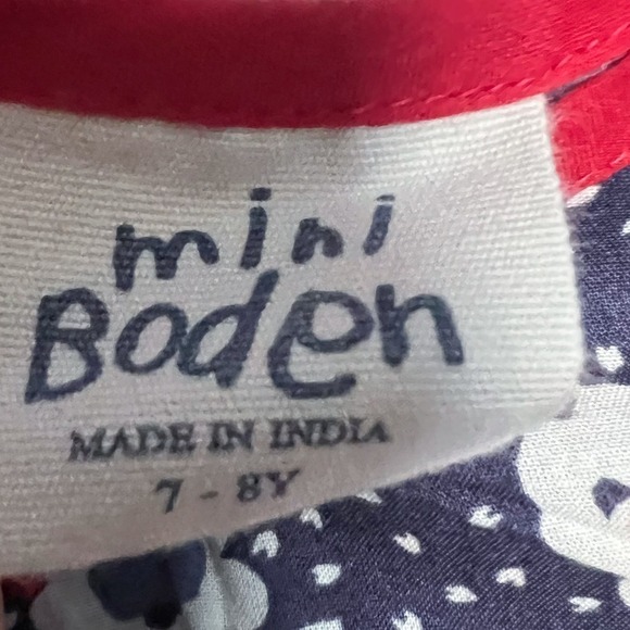 Mini Boden Floral Long Sleeve Balloon Sleeve Top Girls 7-8Y Blue Red - Picture 2 of 6